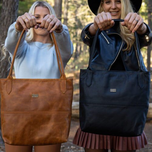 Tan Leather Goods - Ashley Leather Handbag - Black