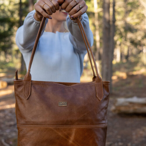 Tan Leather Goods - Ashley Leather Handbag - Pecan