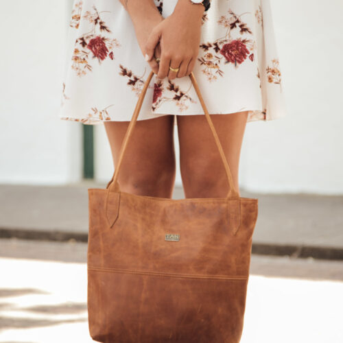 Tan Leather Goods - Ashley Leather Handbag - Toffee