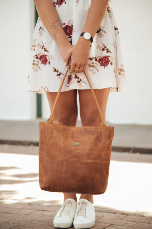 Tan Leather Goods - Ashley Leather Handbag - Toffee