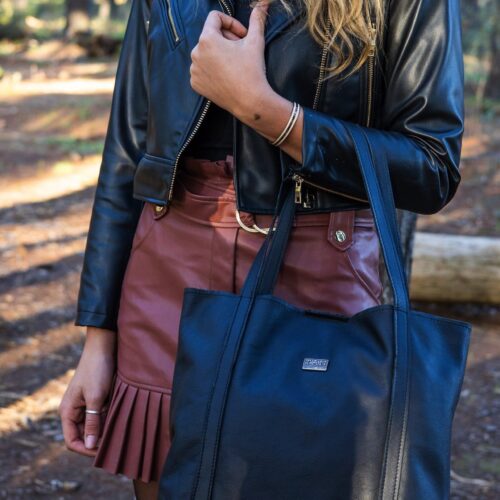Tan Leather Goods - Judy Leather Handbag - Black