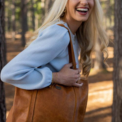 Tan Leather Goods - Judy Leather Handbag - Toffee