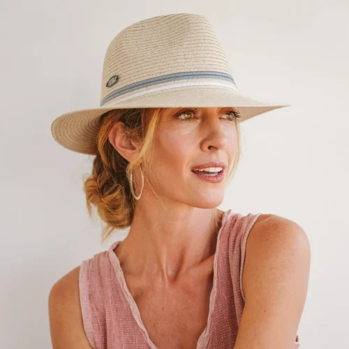 Headwear - Erika Fedora (Mixed Camel / Blue)